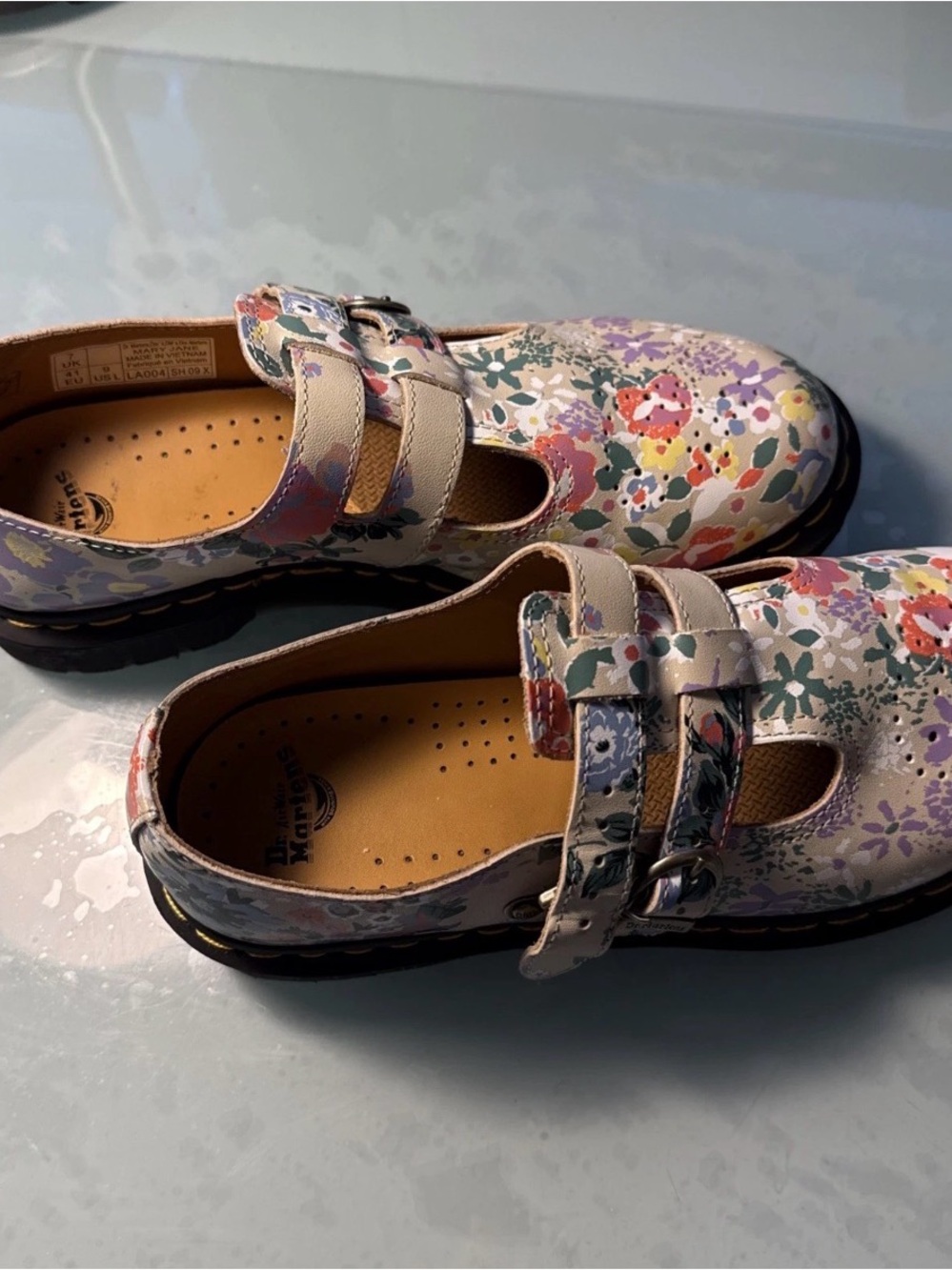 Doc Dr. Martens 8065 Floral Mash Up Mary Jane Parchment LA004 Women's Sz US L 9 - Picture 6 of 8